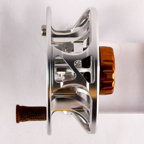 Used Ross Animas 5-6 fly fishing reel in platinum